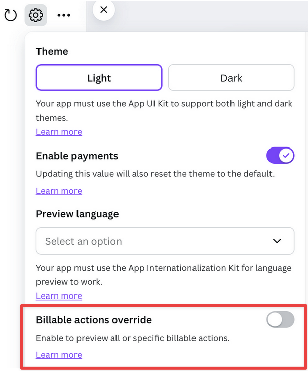 Billable actions override