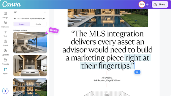 Screenshot of the Engel & Völkers solution in Canva