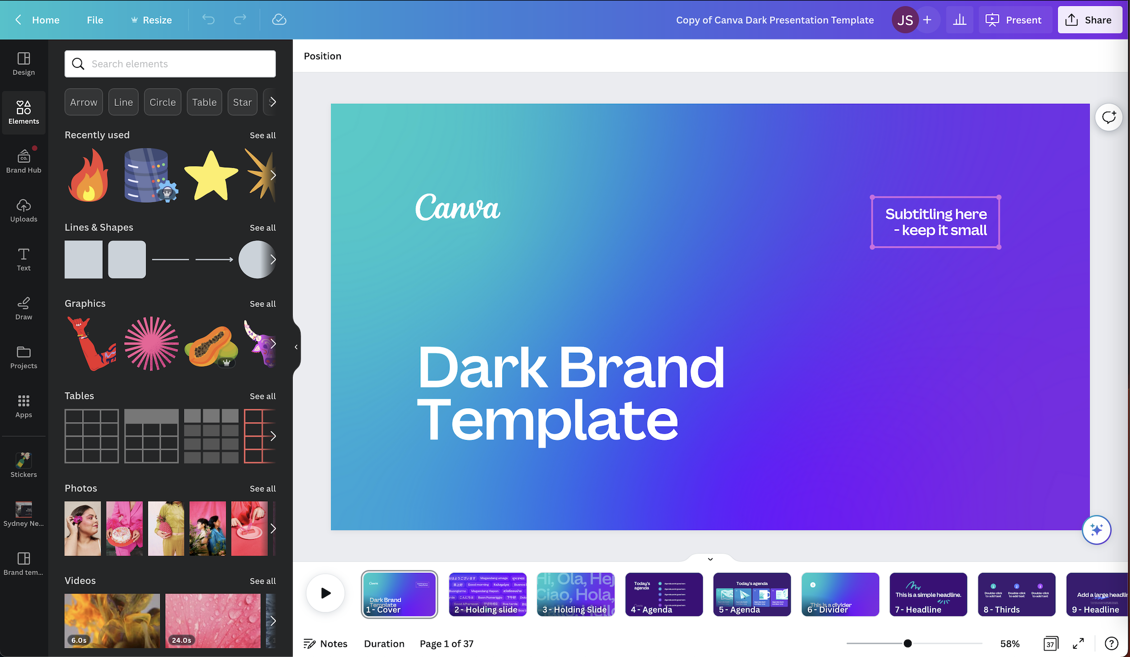 A brand-specific template for a Canva presentation