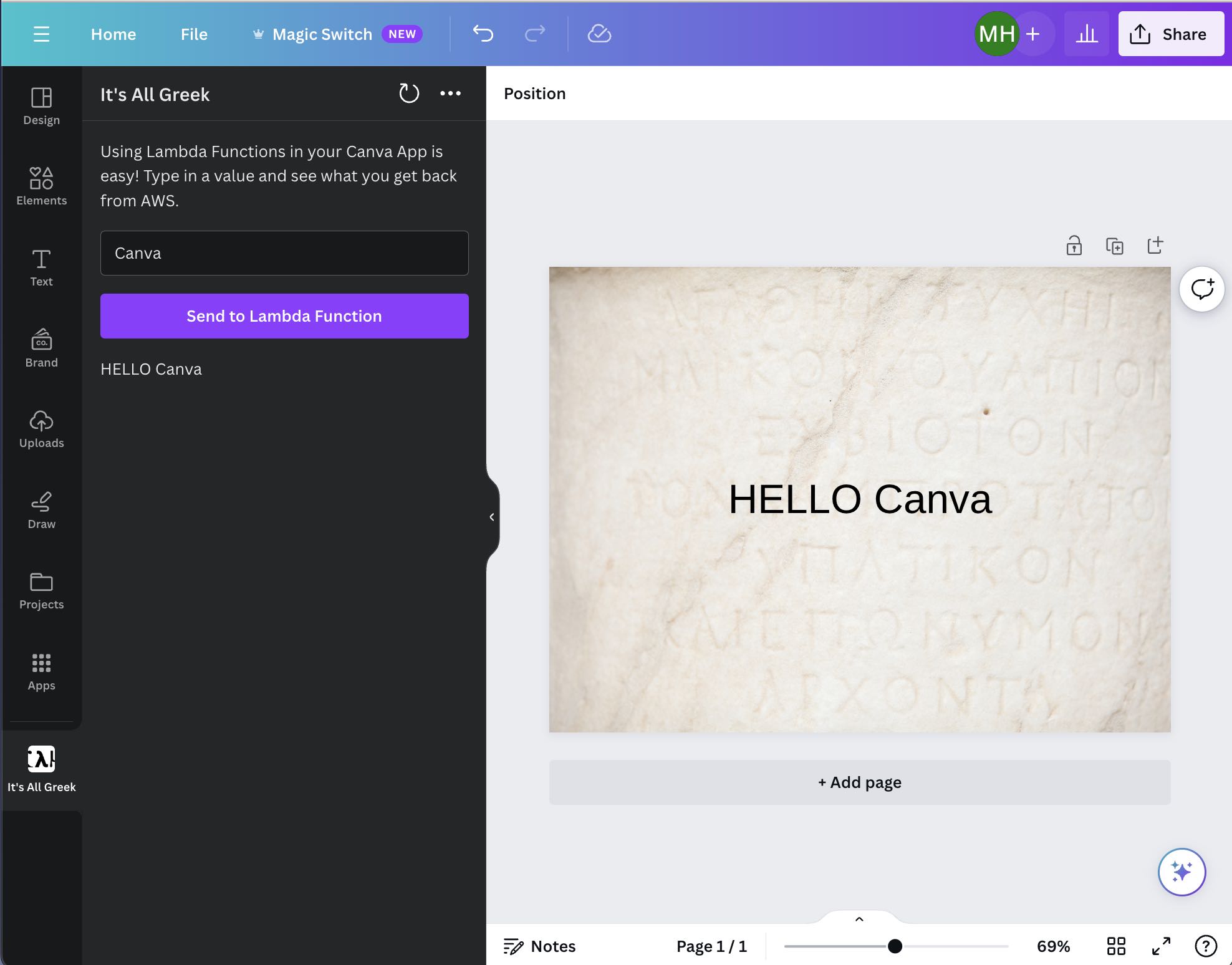 An app on Canva that we'll use as an example