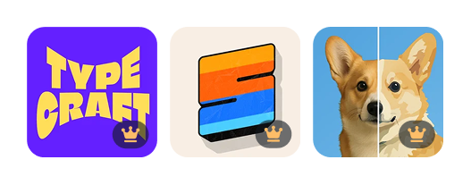 Examples of gated premium apps with the premium crown on their icons