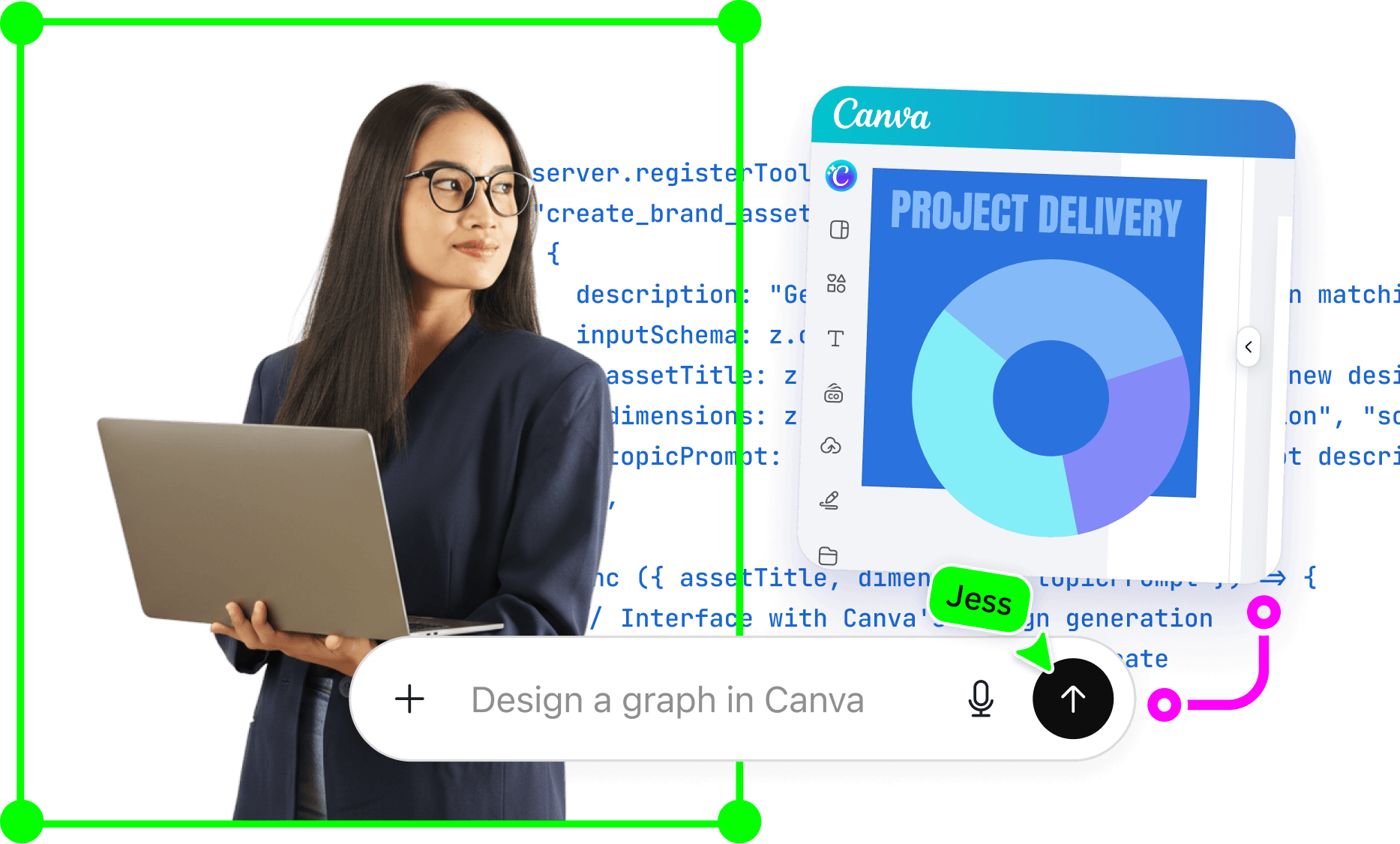 Canva MCP connecting an AI chat prompt to an editable Canva design