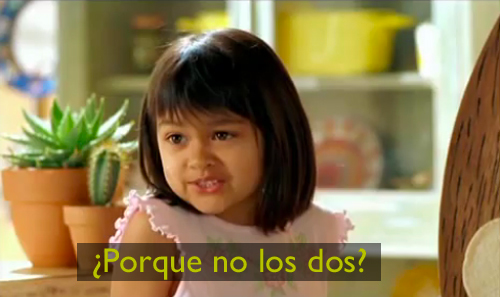 A meme of a child asking in Spanish, "Why not both?"