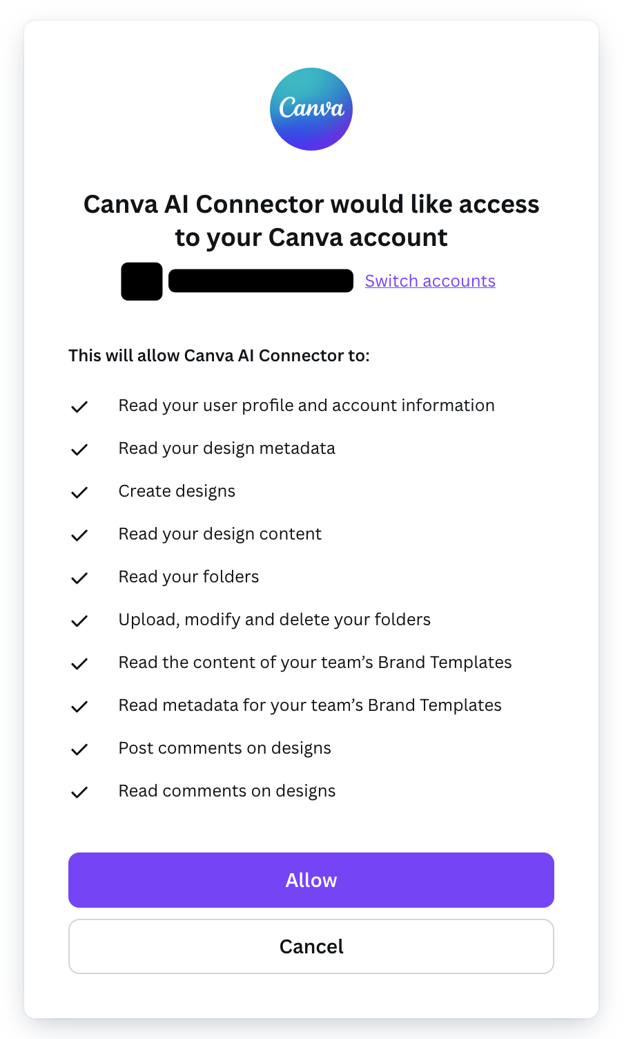 Allow Canva MCP server access