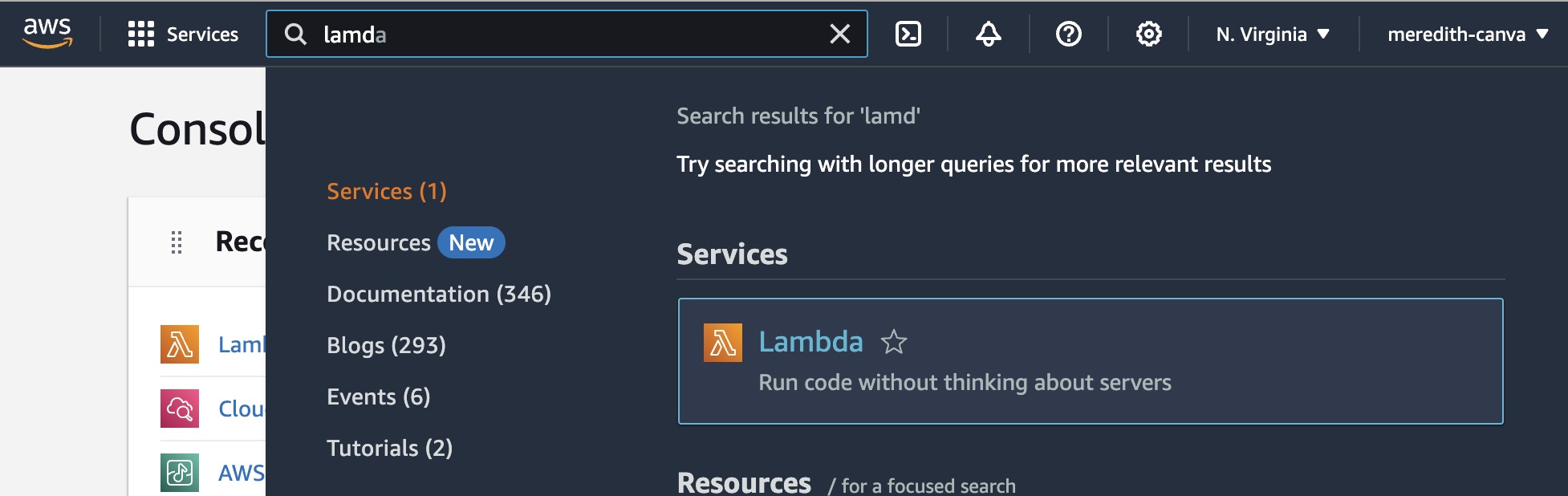 Searching for Lambda on amazon