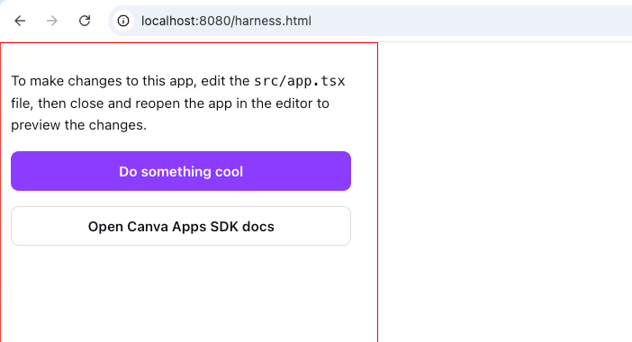 Screenshot featuring the test harness in a browser window