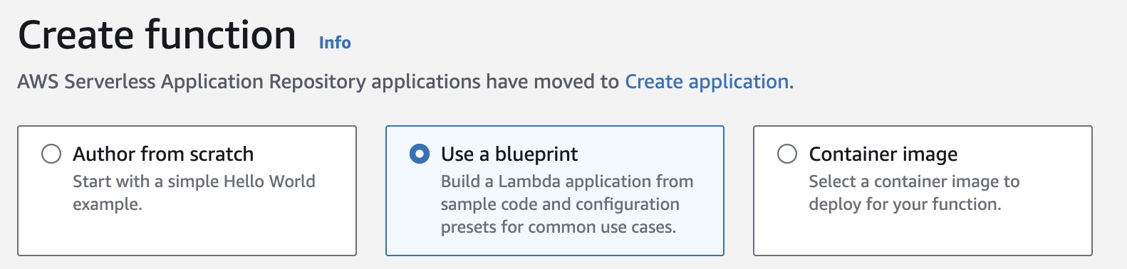 Selecting use a blueprint